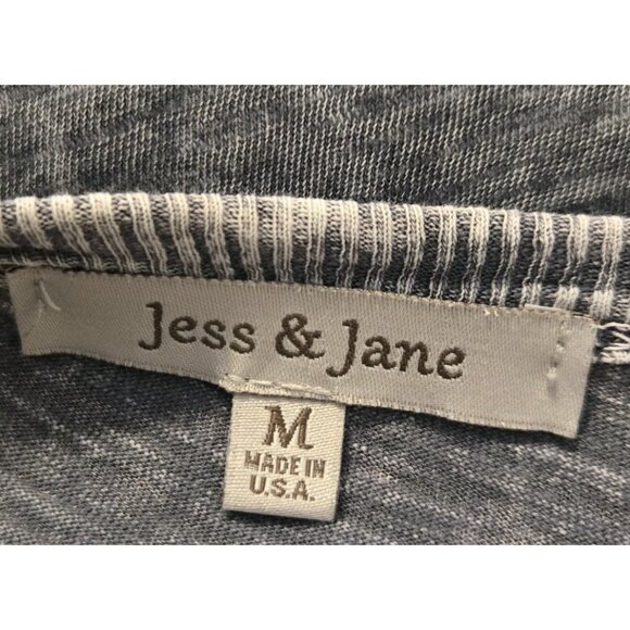 Jess & Jane Gray Floral Mineral Slub Knit Top M Tunic Waffle Trim Womens - Picture 6 of 7